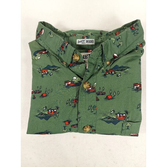 Men’s Duluth Short Sleeve Button Up 2XL RELAXED FIT, Campers RV Camping Untucked - Picture 1 of 9